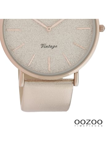 Oozoo Analog-Armbanduhr Oozoo Vintage Series beige, rosa groß (ca. 40mm)