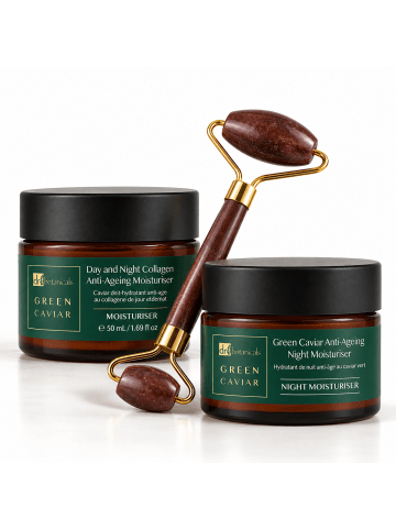 Dr. Botanicals 3-tlg. Set: „Green Caviar“ Nachtcreme, Tages- & Nachtcreme & Gesichtsroller