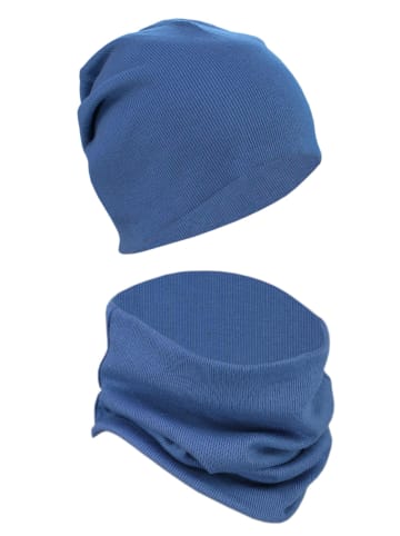 Alkato Alkato Unisex Beanie Mütze und Schal Set Uni in blau Modell 2