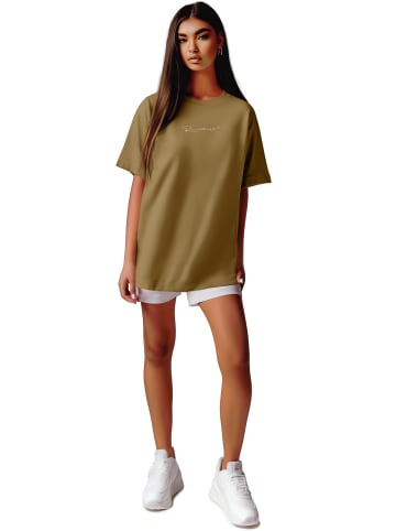 Reichstadt Reichstadt Oversized T-Shirt Damen Brand Stick 23RSW044 Khaki XS