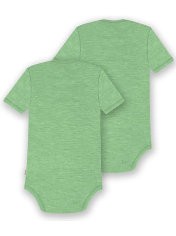 Normani Outdoor Sports 2er Set Baby Merino Body Kurzarm Tauranga in Grün