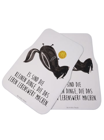 Mr. & Mrs. Panda Auto-Fußmatte Stinktier Ball mit Spruch in Weiß