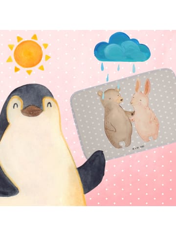 Mr. & Mrs. Panda Badezimmerteppich Bär und Hase Umarmen ohne Spruch in Grau Pastell