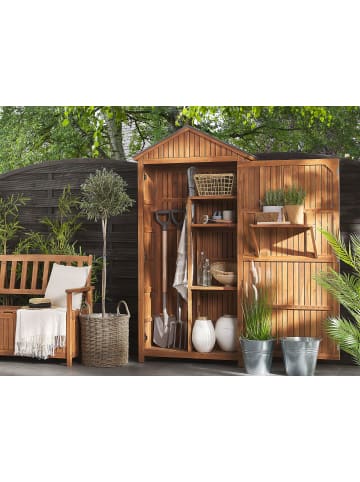 Beliani Gartenschrank SAVOCA in Braun/Grau - (W) 100 x (H) 200 x (L) 40 cm