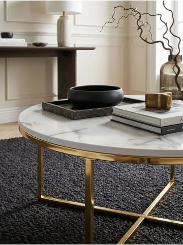 KADIMA DESIGN Couchtisch 80x36x80 cm mit Marmor Optik , Wohnzimmertisch mit in Weiß