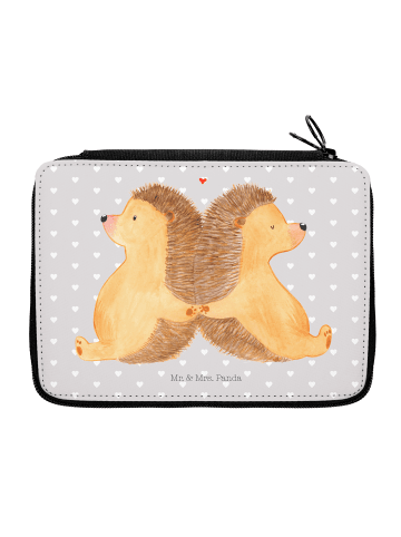 Mr. & Mrs. Panda Etui Igel händchenhaltend ohne Spruch in Grau Pastell