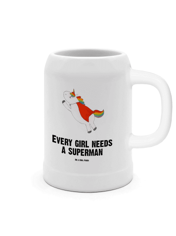 Mr. & Mrs. Panda Bierkrug Einhorn Super mit Spruch in Weiß