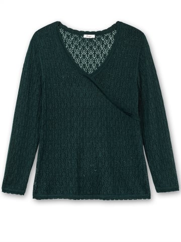sheego V-Ausschnitt-Pullover in tiefgrün