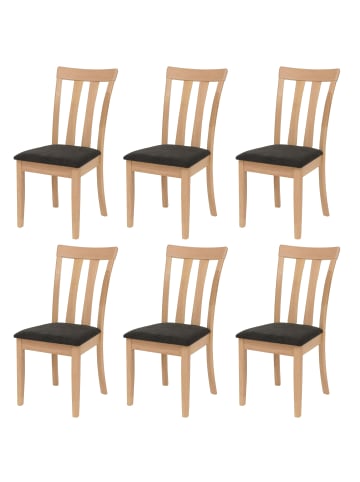 MCW 6er-Set Küchenstuhl G46, Naturfarbenes Gestell, schwarz