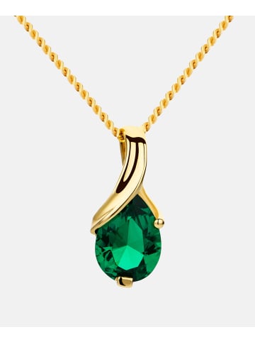 Diamant L'éternel Halskette mit Anhänger aus 375 Gelbgold mit Smaragd