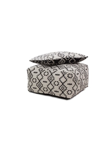 Kayoom Sitzkissen Unwind Pouf & Cushion Set 80cm x 80cm in weiß - schwarz