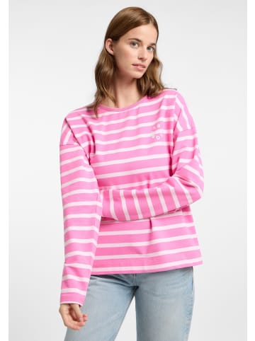 ELBSAND Sweatshirt Elva in Magenta Sky + Soft Rose STRIPE
