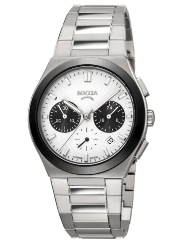 Boccia Herrenuhr Chronograph Titan Saphirglas Weiß / Silber