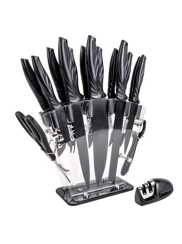 Intirilife 17-teiliges Set Messerblock in Schwarz