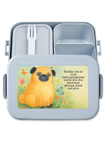 Mr. & Mrs. Panda Lunch Box Mops Design mit Spruch in Blau Pastell