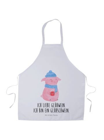 Mr. & Mrs. Panda Schürze Schwein Glühwein mit Spruch in Weiß