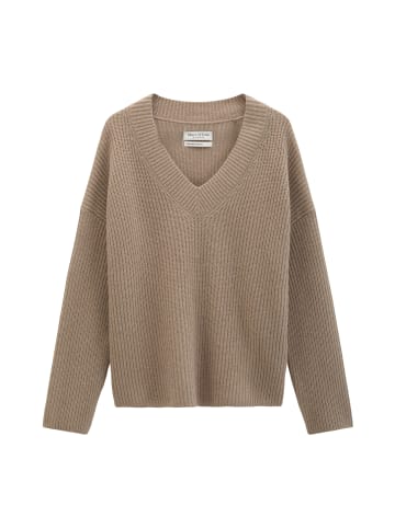 Marc O'Polo V-Neck-Strickpullover loose in Earthy Taupe