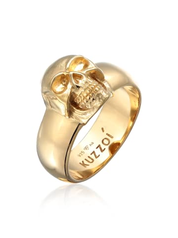 KUZZOI Ring 925 Sterling Silber Totenkopf in Gold