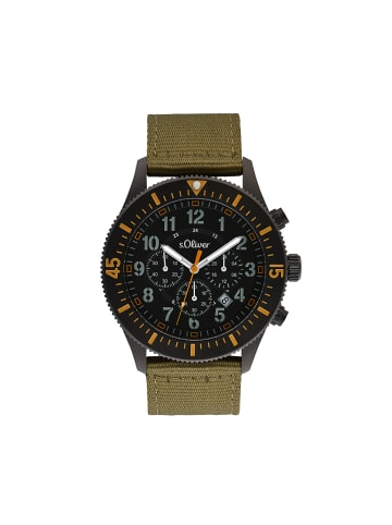 S. Oliver Jewel Chronograph Edelstahl, Textil in Schwarz