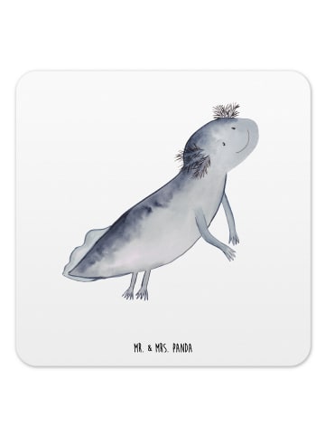 Mr. & Mrs. Panda Glasuntersetzer Axolotl Schwimmen ohne Spruch in Weiß