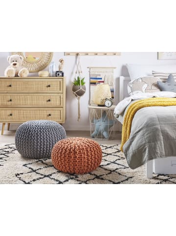 Beliani Pouf CONRAD in Grau - (W) 50 x (H) 35 x (L) 50 cm