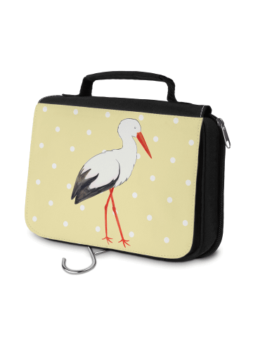 Mr. & Mrs. Panda Kosmetiktasche Storch ohne Spruch in Gelb Pastell