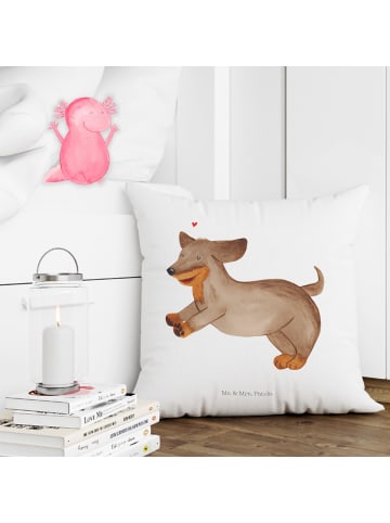 Mr. & Mrs. Panda Zierkissen Hund Dackel ohne Spruch in Weiß