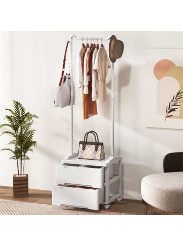 COSTWAY Kleiderständer mit 3 Schubladen in Weiß