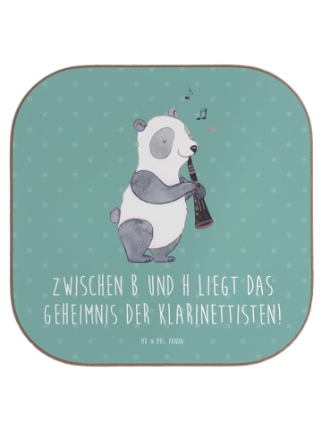 Mr. & Mrs. Panda Bierdeckel Klarinette Geheimnis mit Spruch in Meeresbrise