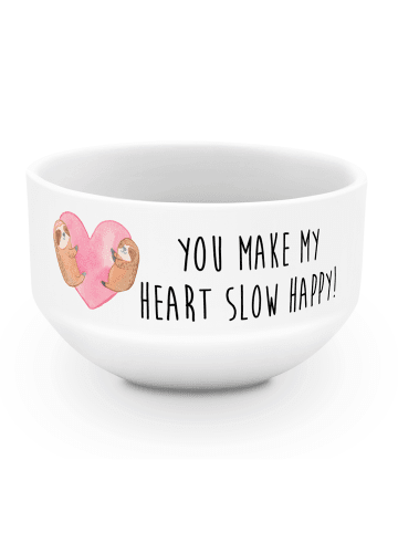 Mr. & Mrs. Panda Schüssel Faultiere Herz mit Spruch in Weiß