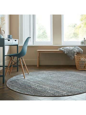 KADIMA DESIGN Geometrischer Wohnzimmer-Teppich in Naturfarben in Blau