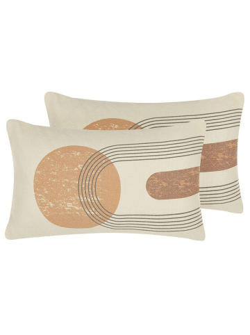Beliani 2er-Set Dekokissen NASTURTIUM in Beige/Bunt/Braun