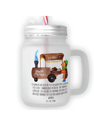Mr. & Mrs. Panda Trinkglas Mason Jar Igel Maronen mit Spruch in Transparent