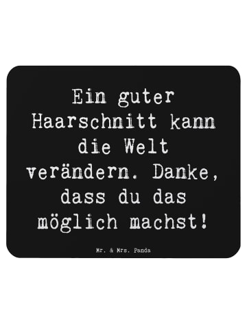 Mr. & Mrs. Panda Mauspad Spruch Friseur Wunder mit Spruch in Schwarz