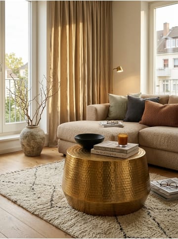 KADIMA DESIGN Couchtisch Modern | Oriental Style, Alu-Design, Ablage in Gold