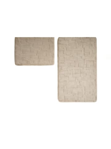 Almina Elegance Badematten-Set mit modernem Strukturmuster - 2-teilig in Braun