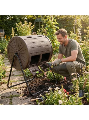 COSTWAY 142L Trommel-Komposter in Braun