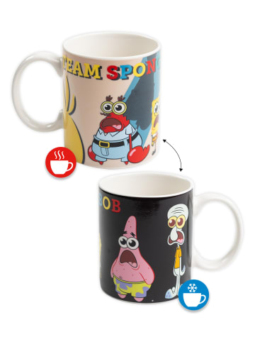 SpongeBob Spongebob Schwammkopf Zaubertasse Team Tasse Farbwechseltasse in Mehrfarbig