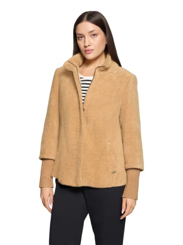 BETTY & CO Kuscheljacke mit Rippbündchen in Beige