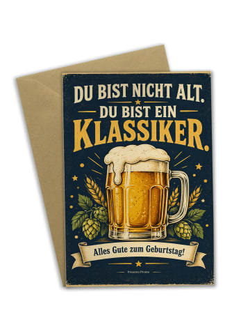 Mr. & Mrs. Panda Geburtstagskarte Bierglas Schaumig Design mit S... in Weiß