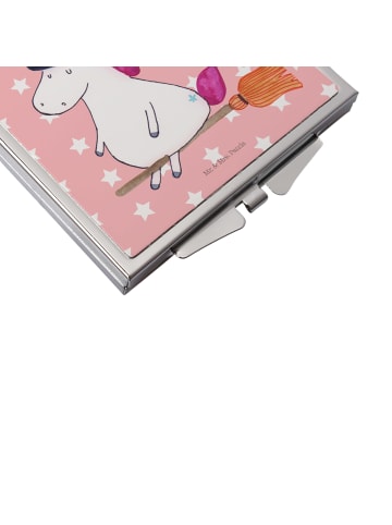 Mr. & Mrs. Panda Quadratischer Spiegel Einhorn Hexe ohne Spruch in Rot Pastell