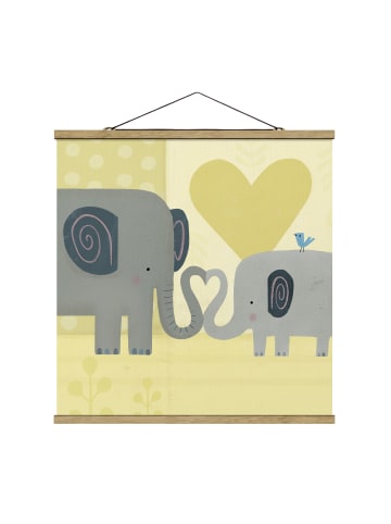 WALLART Stoffbild mit Posterleisten - Mama und ich - Elefanten in Grau