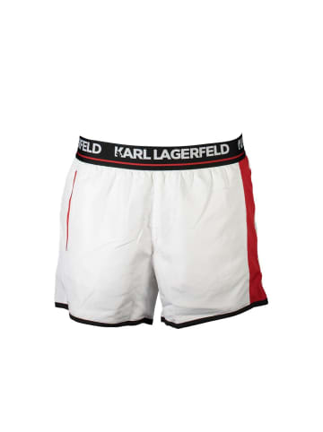 Karl Lagerfeld Weiße Polyester-Badeshorts