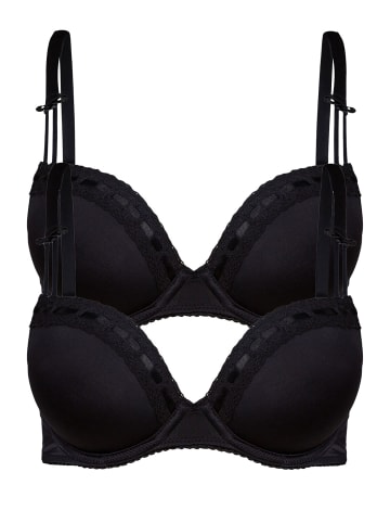 SUSA 2er Pack Push Up Dirndl BH Wiesn Zauber in Schwarz Schwarz