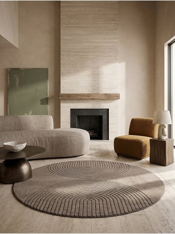 KADIMA DESIGN Rundteppich Geometrisch pflegeleicht Wohnzimmer Schlafzimmer Flur in Braun