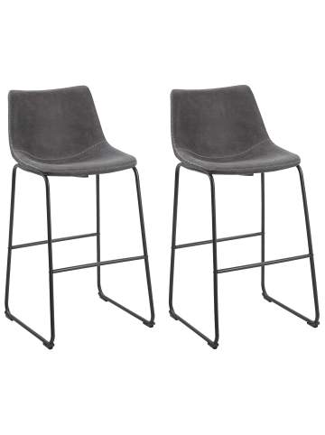 Beliani 2-tlg Barhocker FRANKS in Grau/Schwarz