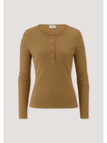 Hessnatur Hessnatur Longsleeve Henley Slim aus Bio-Baumwolle in bernstein