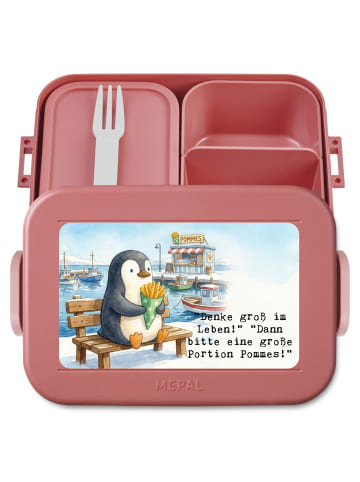 Mr. & Mrs. Panda Brotzeitbox Pinguin Pommestüte Design mit Spruch in Rot Pastell