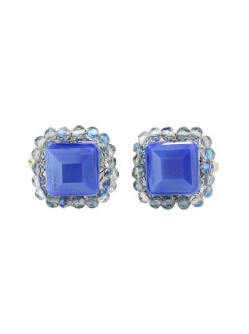 collezione alessandro Ohrclips " Sparkle Square " in blau