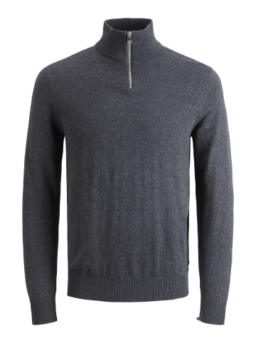 Jack & Jones Strickjacke mit Viertelreißverschluss in Dark Grey Melange